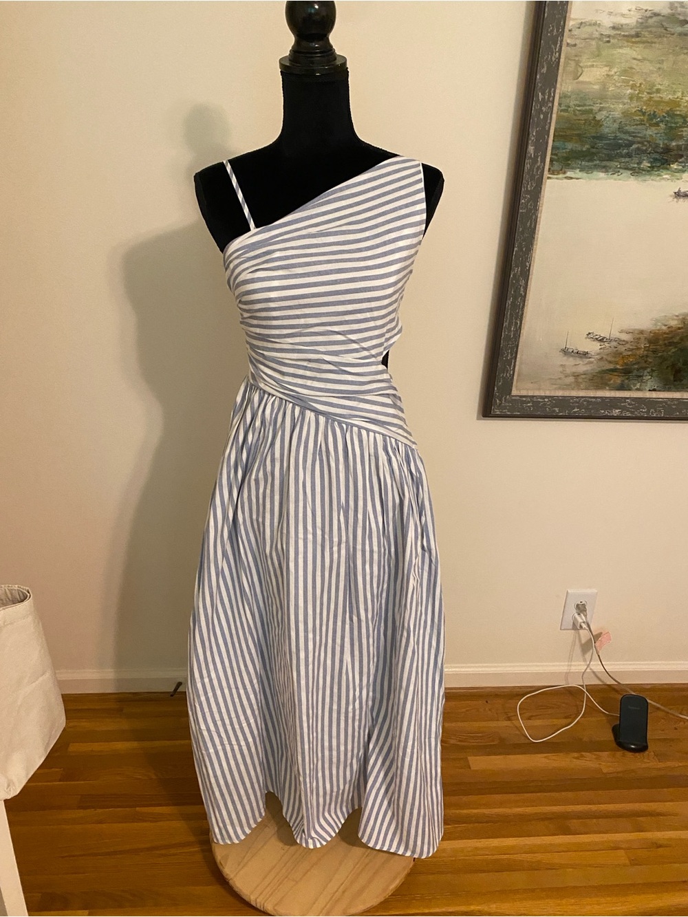 NWT Commense Asymmetrical Blue White Striped Midi Dress SUMMER! Price firm! DEAL